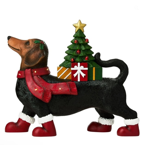 Holiday Time Lighted Dachshund Blow Mold Outdoor Christmas Decoration, Black 19" - Picture 1 of 5
